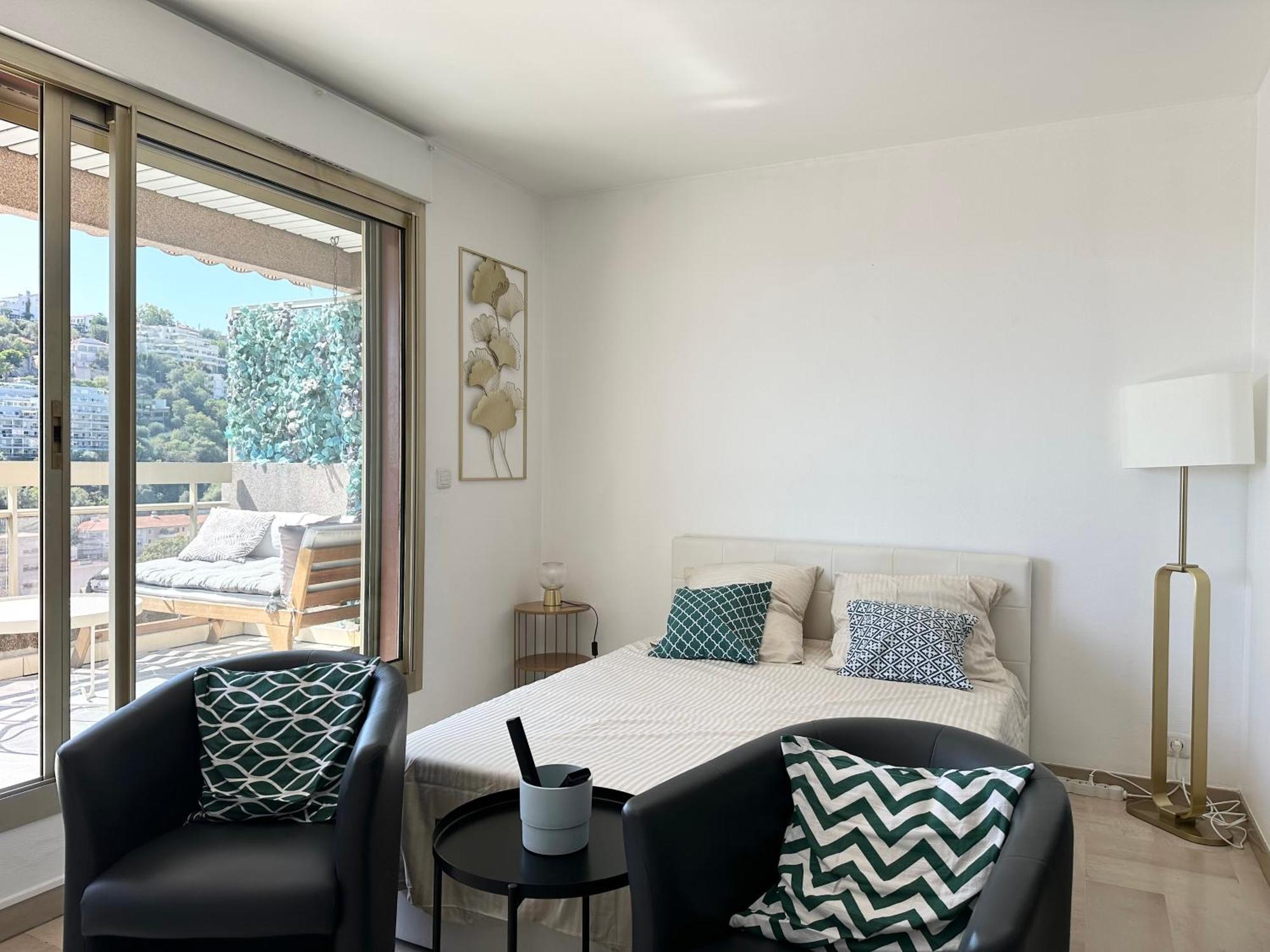 Nice, Grand Studio - Piscine - Terrasse Vue Mer 아파트 외부 사진